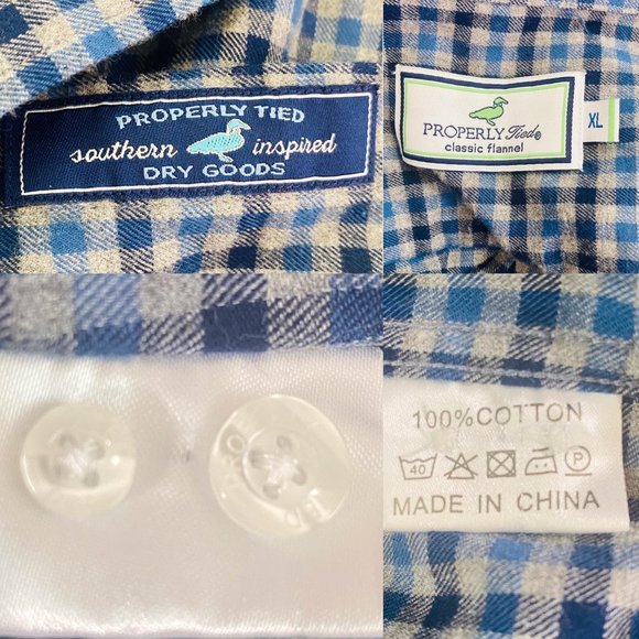 Properly Tied Classic Flannel Men’s Plaid Shirt Sz - Picture 8 of 9